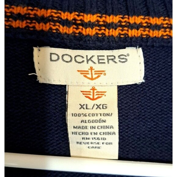 Dockers Men's Pullover 1/4 Zip 100% Cotton Long Sleeve Navy Sweater - Picture 3 of 8